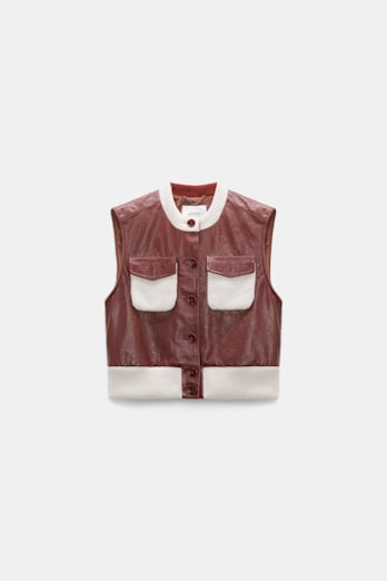 Dorothee Schumacher Leder- und Strickweste marsala