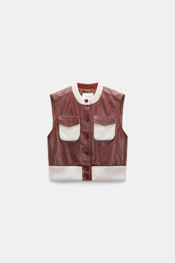 Dorothee Schumacher Leder- und Strickweste marsala