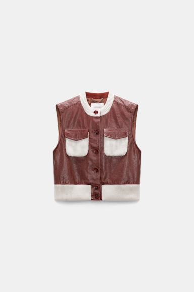 Dorothee Schumacher Leather and knit vest marsala