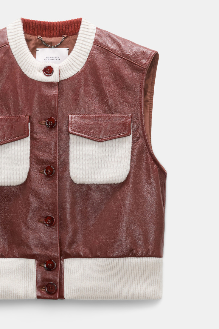 Dorothee Schumacher Leder- und Strickweste marsala