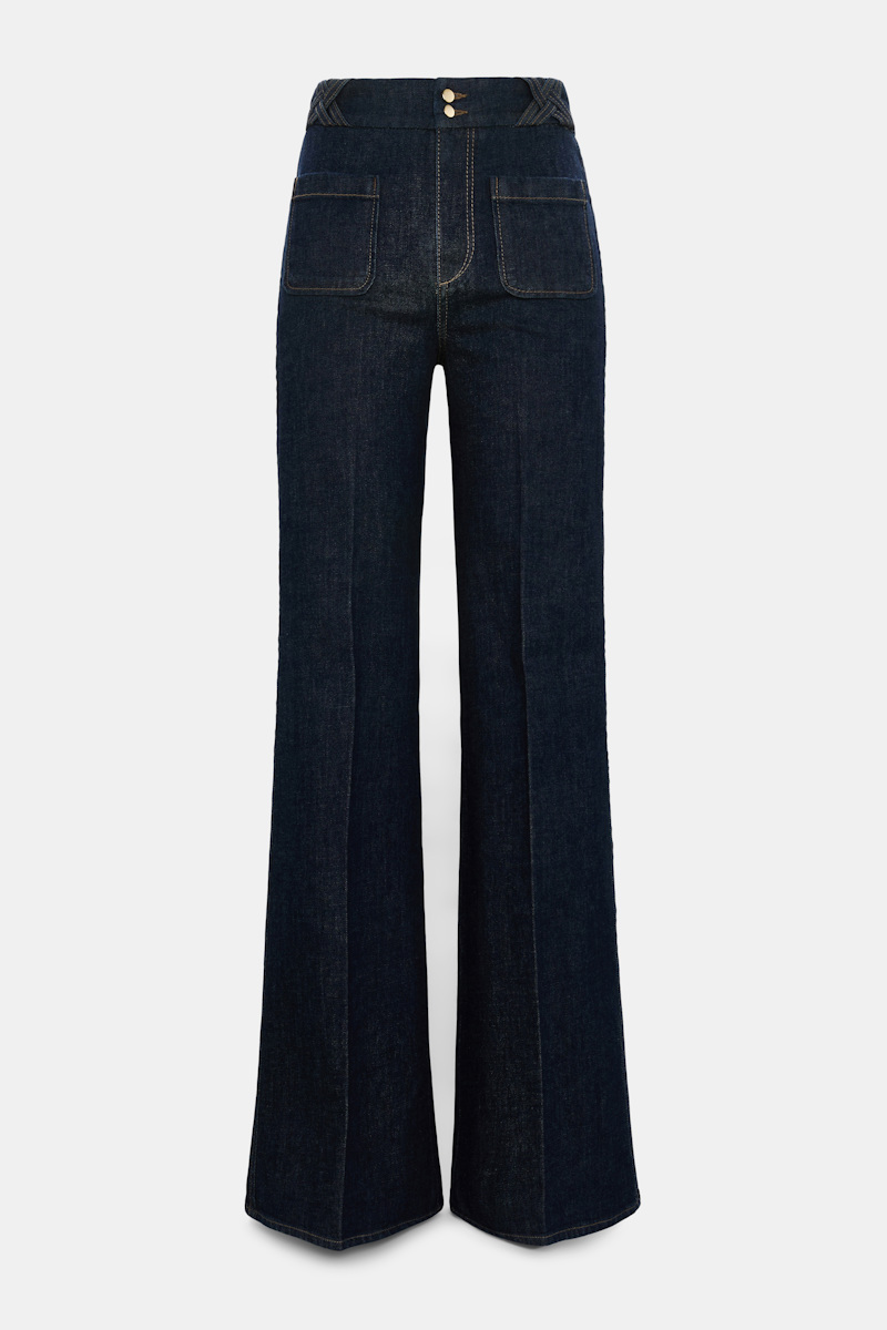 Dorothee Schumacher Women's Blue Flared Jeans With Pockets Size 32-32