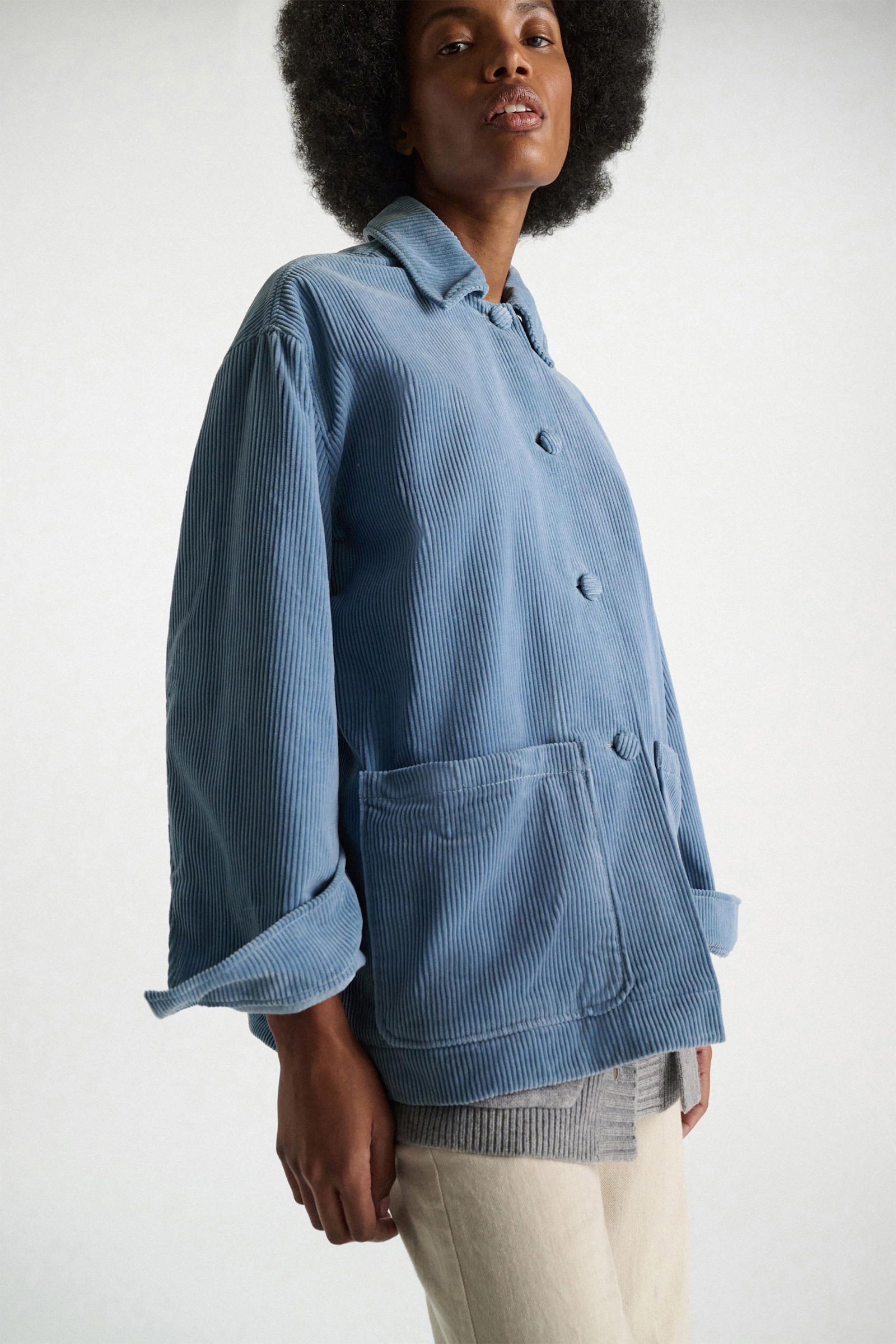 Dorothee Schumacher Cotton corduroy shirt-jacket milky blue