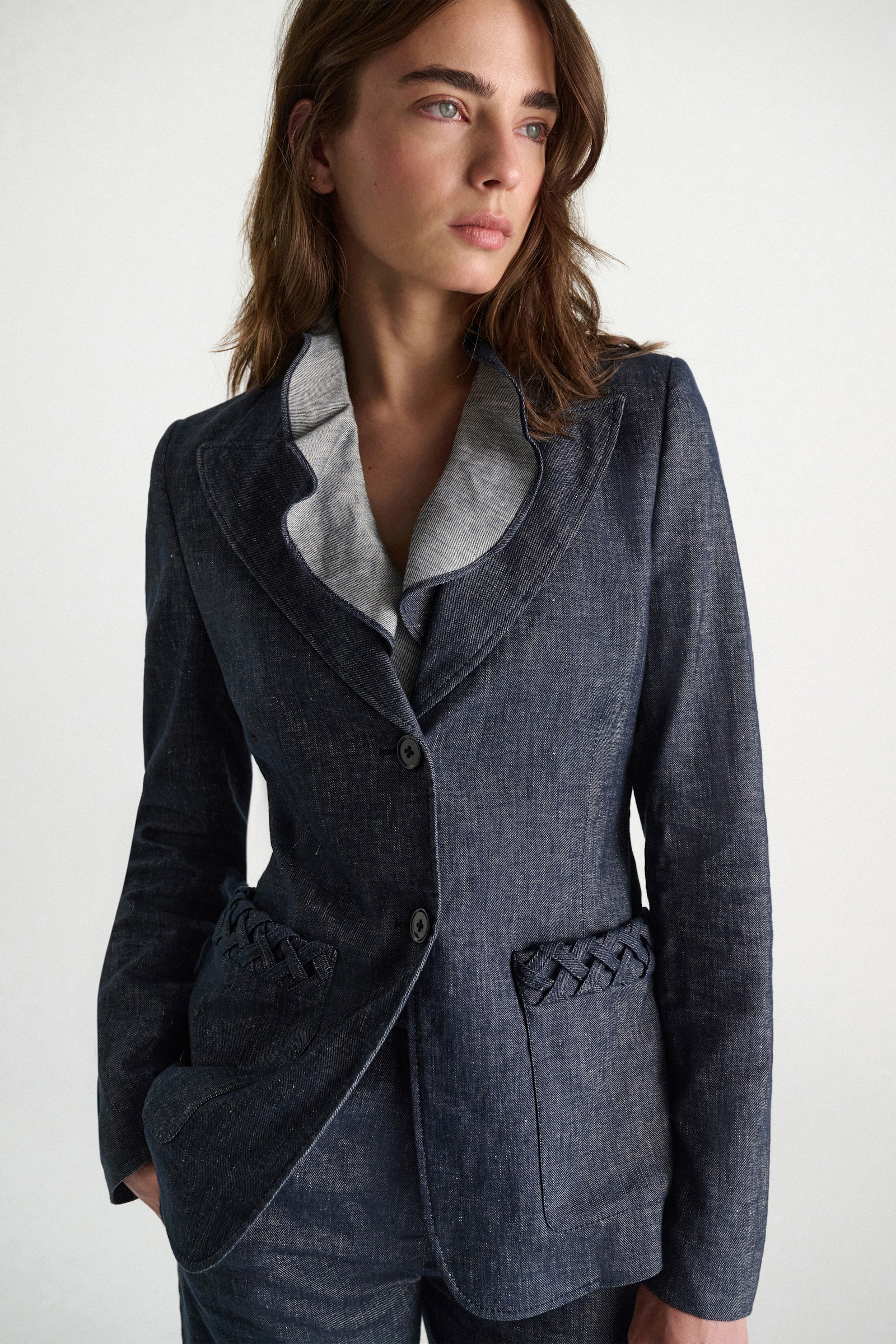 Dorothee Schumacher Blazer aus Baumwolle und Leinen denim blue