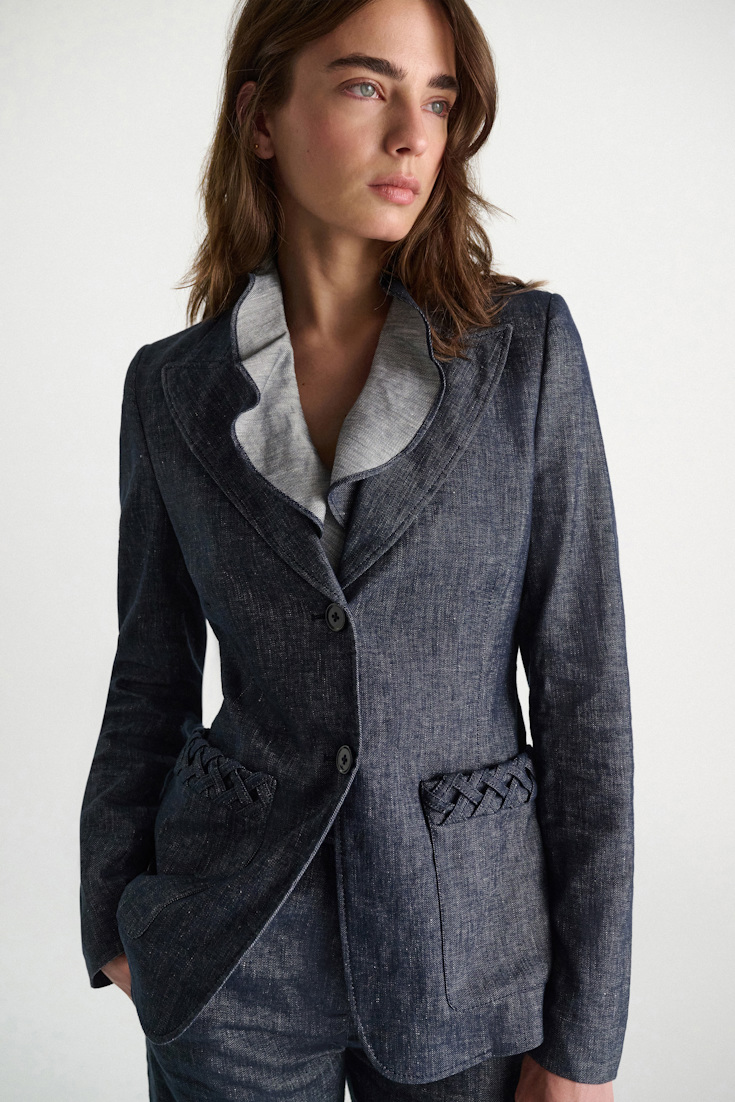 Dorothee Schumacher Blazer aus Baumwolle und Leinen denim blue