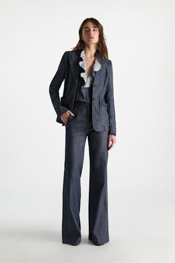 Dorothee Schumacher Cotton-linen flares denim blue