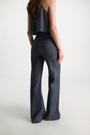 Dorothee Schumacher Cotton-linen flares denim blue