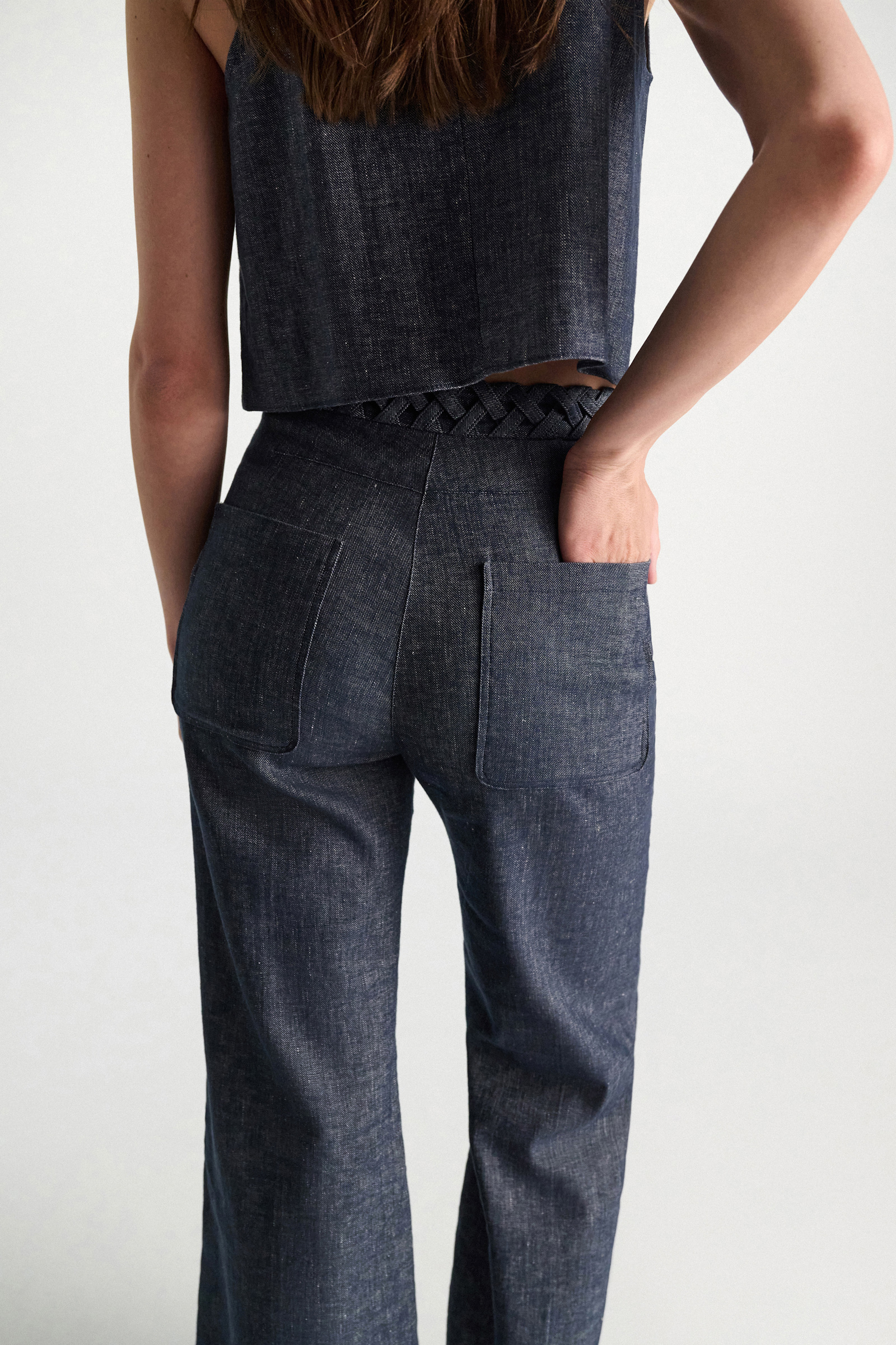 Dorothee Schumacher Flared Pants aus Baumwolle und Leinen denim blue