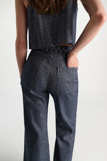 Dorothee Schumacher Cotton-linen flares denim blue