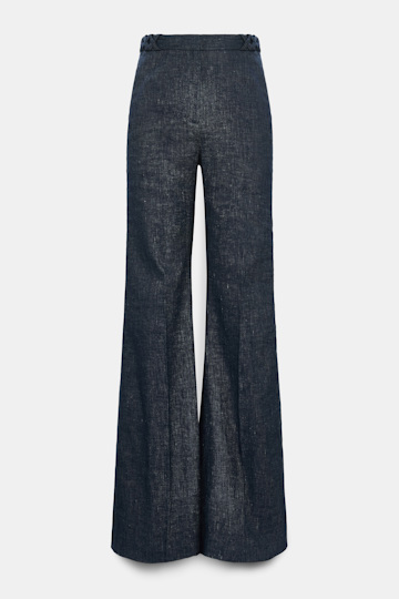 Dorothee Schumacher Flared Pants aus Baumwolle und Leinen denim blue