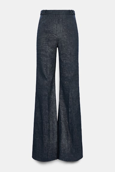 Dorothee Schumacher Flared Pants aus Baumwolle und Leinen denim blue