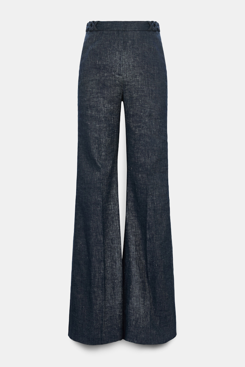 Dorothee Schumacher Women's Blue Cotton-Linen Flares Medium