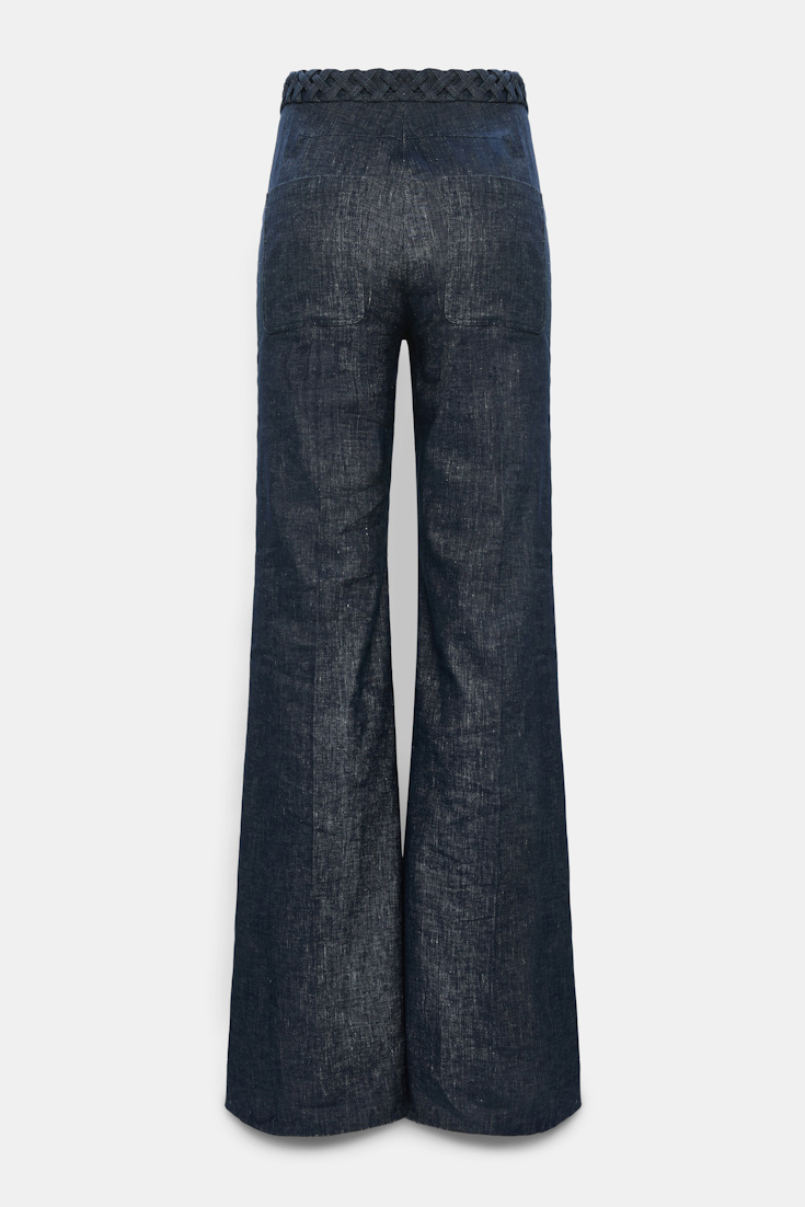 Dorothee Schumacher Flared Pants aus Baumwolle und Leinen denim blue