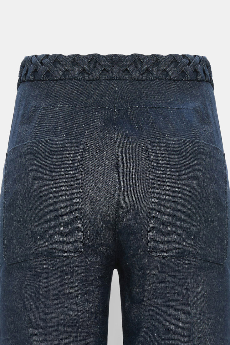 Dorothee Schumacher Flared Pants aus Baumwolle und Leinen denim blue