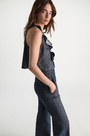 Dorothee Schumacher Top aus Baumwolle und Leinen denim blue