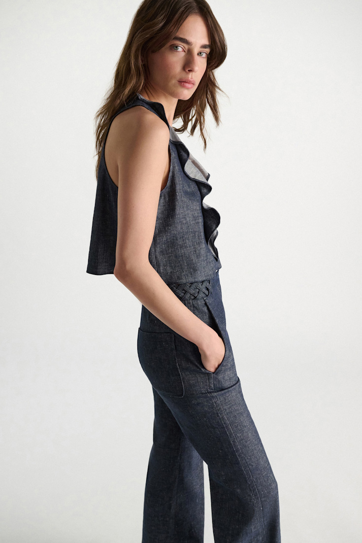 Dorothee Schumacher Top aus Baumwolle und Leinen denim blue