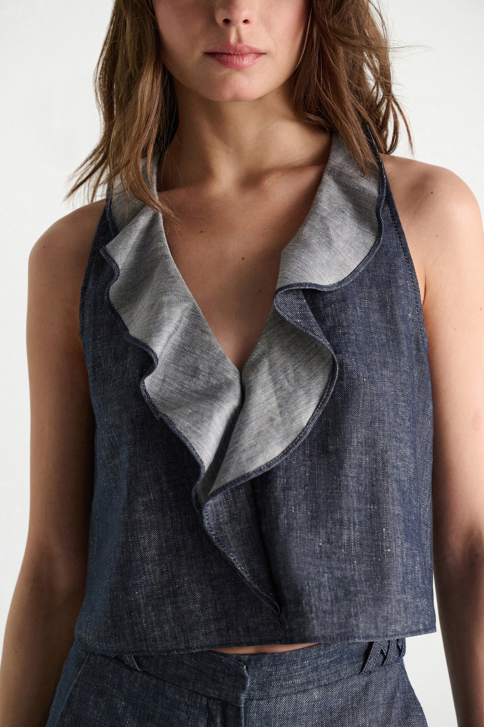 Dorothee Schumacher Top aus Baumwolle und Leinen denim blue