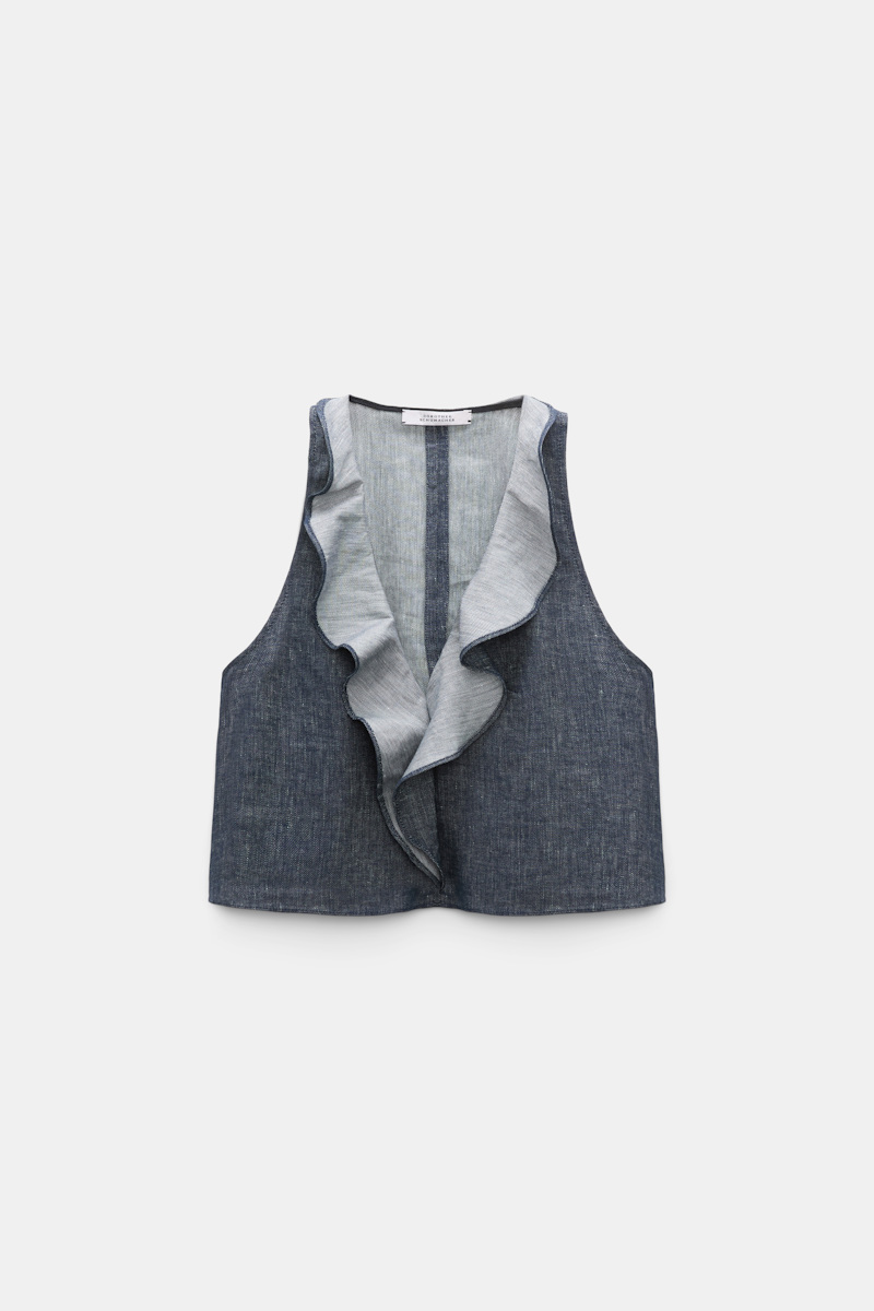 Dorothee Schumacher Cotton-linen Vest Top In Blue