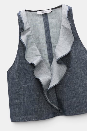 Dorothee Schumacher Top aus Baumwolle und Leinen denim blue