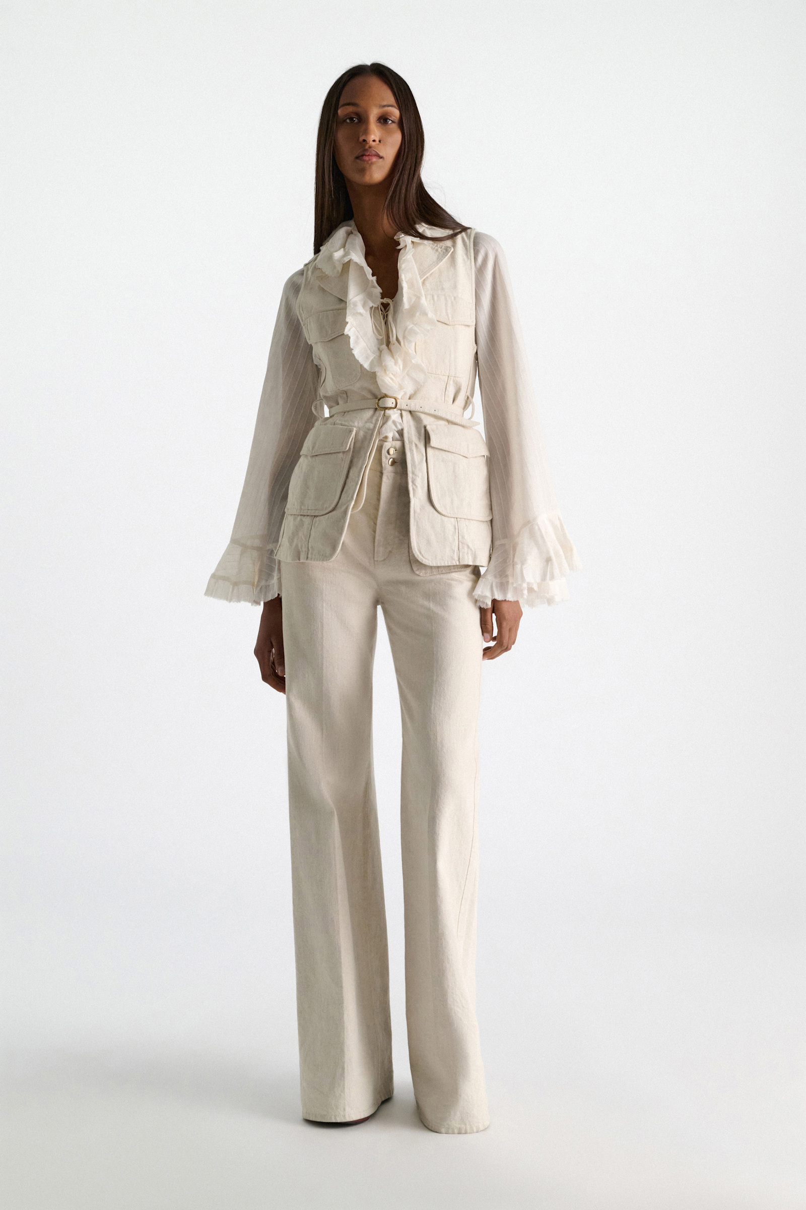 Dorothee Schumacher Cotton-linen flares champagner