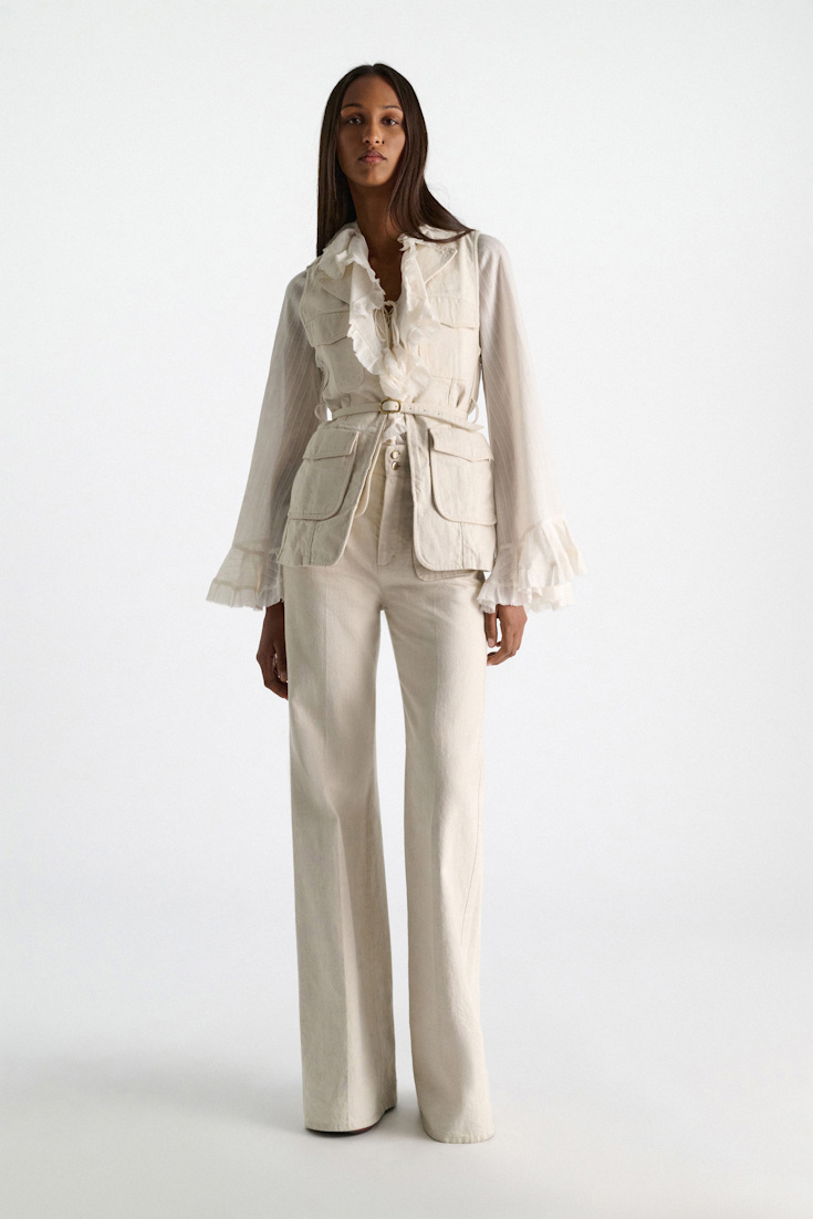Dorothee Schumacher Cotton-linen flares champagner