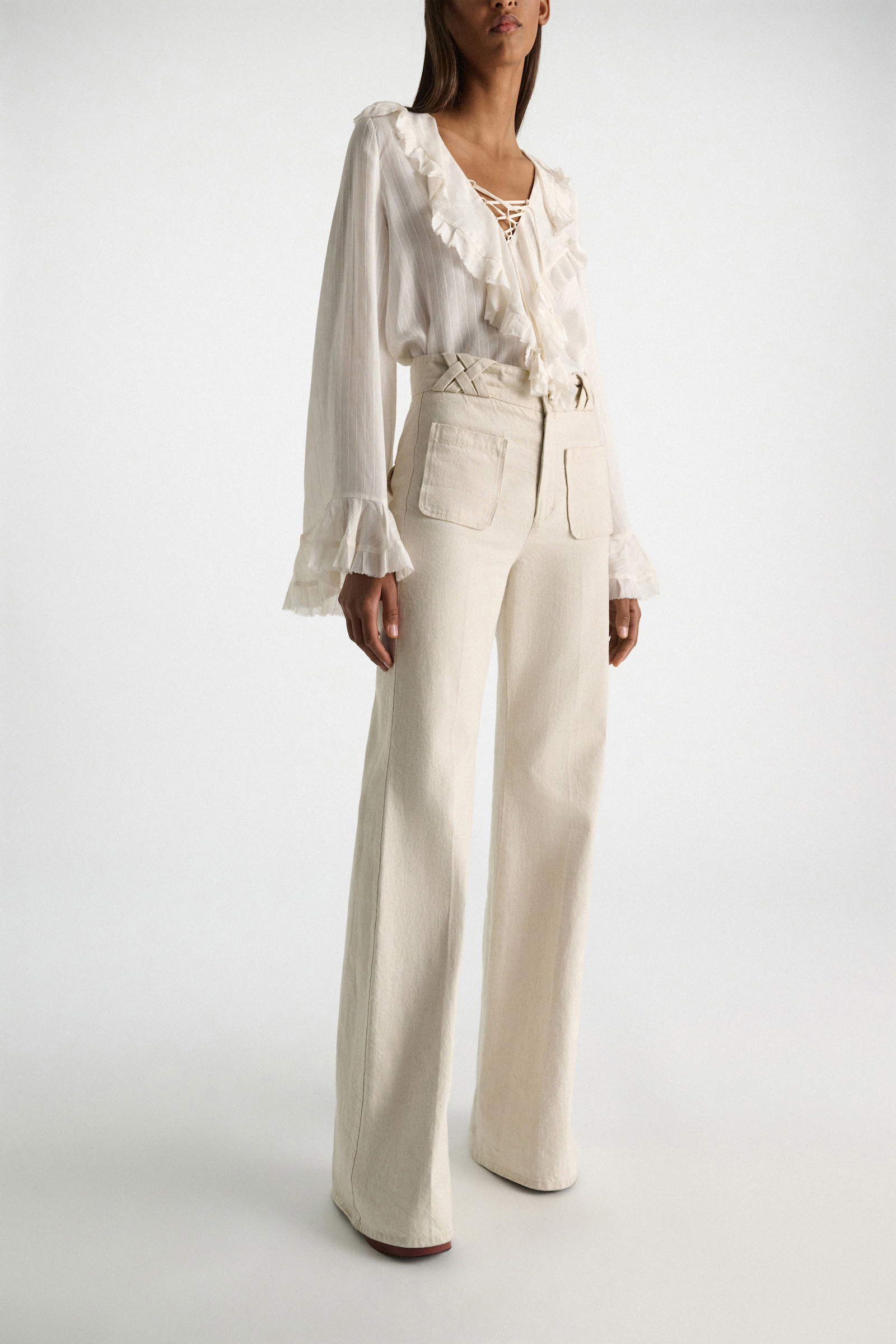 Dorothee Schumacher Cotton-linen flares champagner