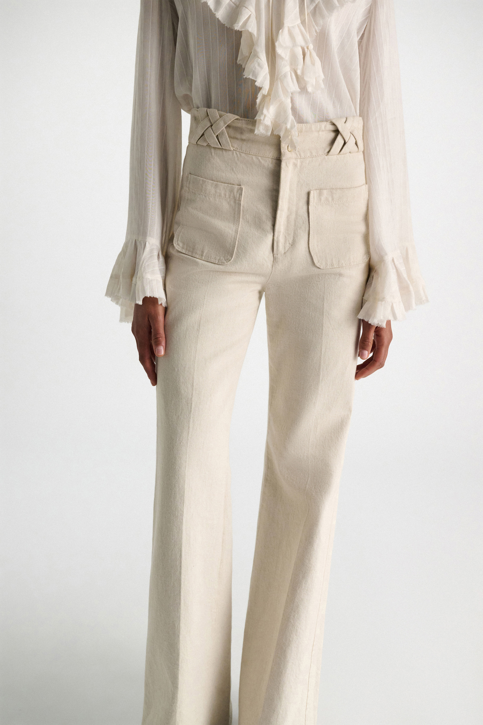 Dorothee Schumacher Cotton-linen flares champagner