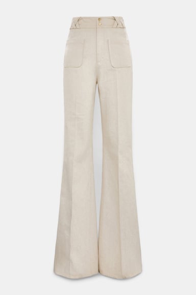 Dorothee Schumacher Flared Pants aus Baumwolle und Leinen champagner