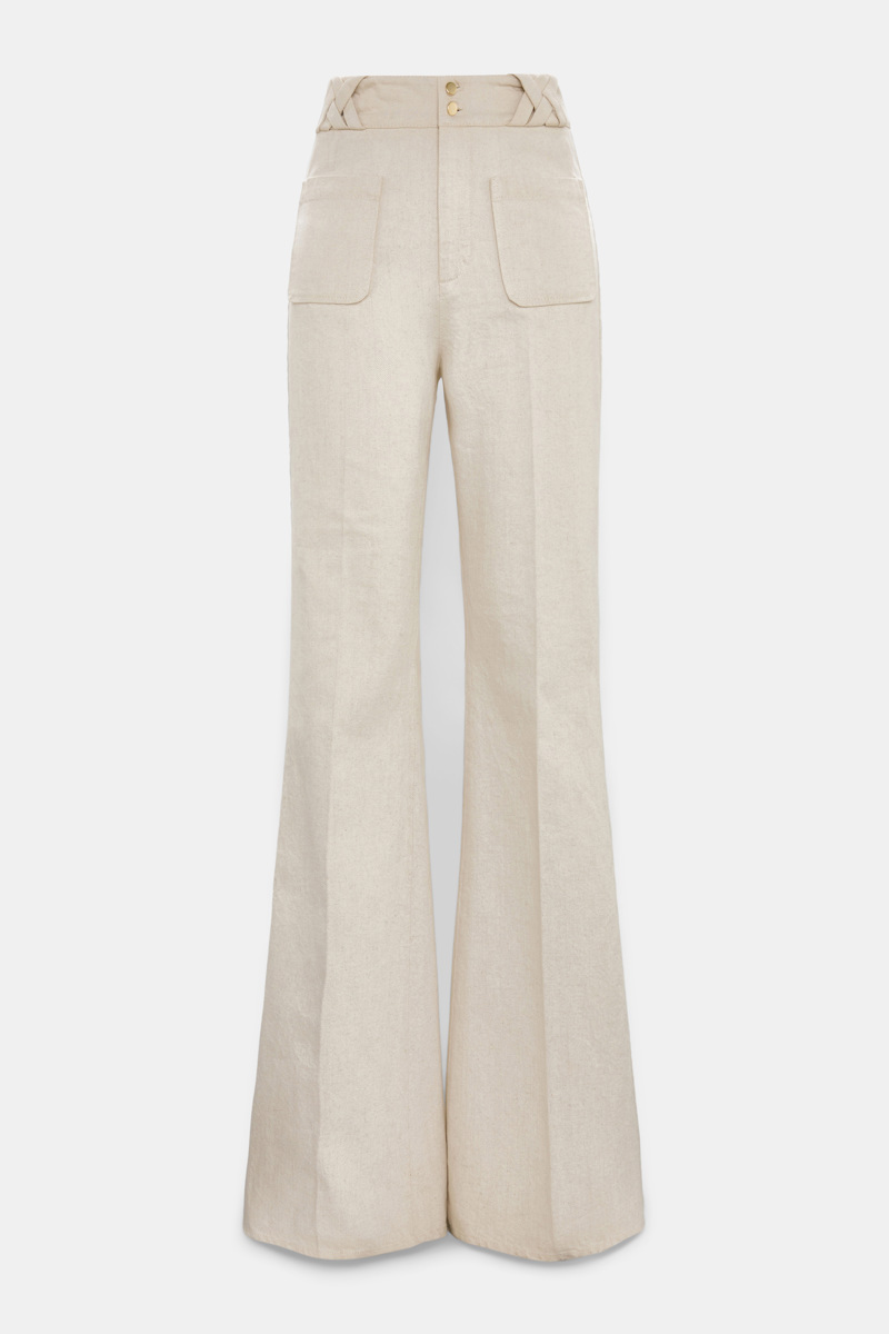 Dorothee Schumacher Women's Beige Cotton-Linen Flares Small