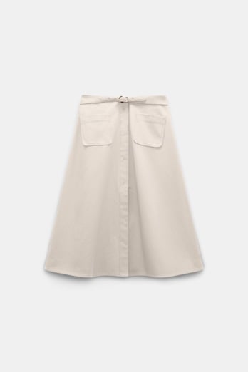 Dorothee Schumacher Cotton-linen skirt with belt champagner