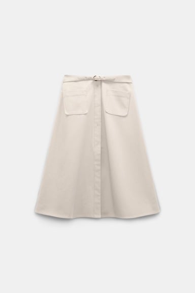 Dorothee Schumacher Cotton-linen skirt with belt champagner