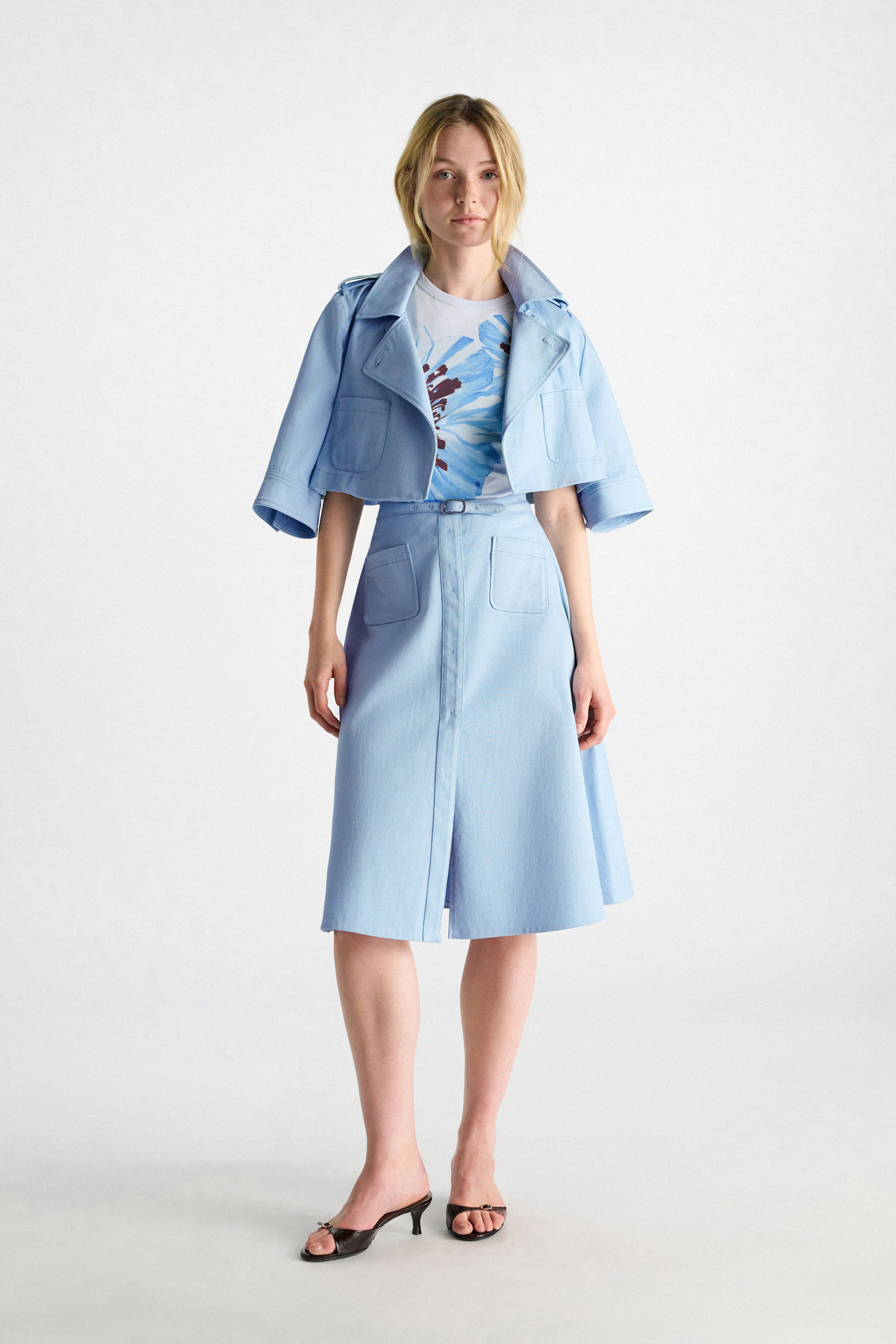 Dorothee Schumacher Cropped Jacke aus Baumwolle mineral blue