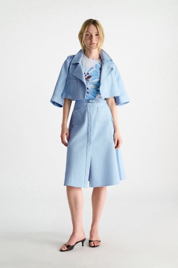 Dorothee Schumacher Cropped Jacke aus Baumwolle mineral blue
