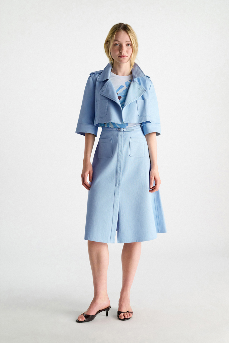 Dorothee Schumacher Cropped Jacke aus Baumwolle mineral blue