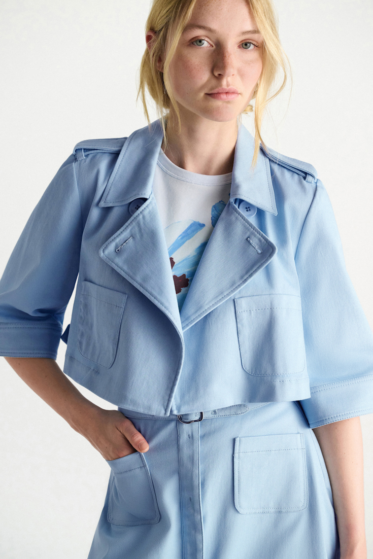 Dorothee Schumacher Cropped Jacke aus Baumwolle mineral blue