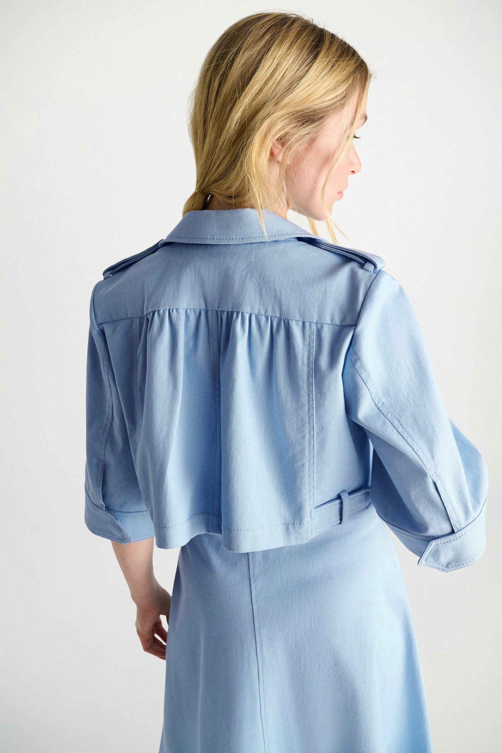 Dorothee Schumacher Cropped Jacke aus Baumwolle mineral blue