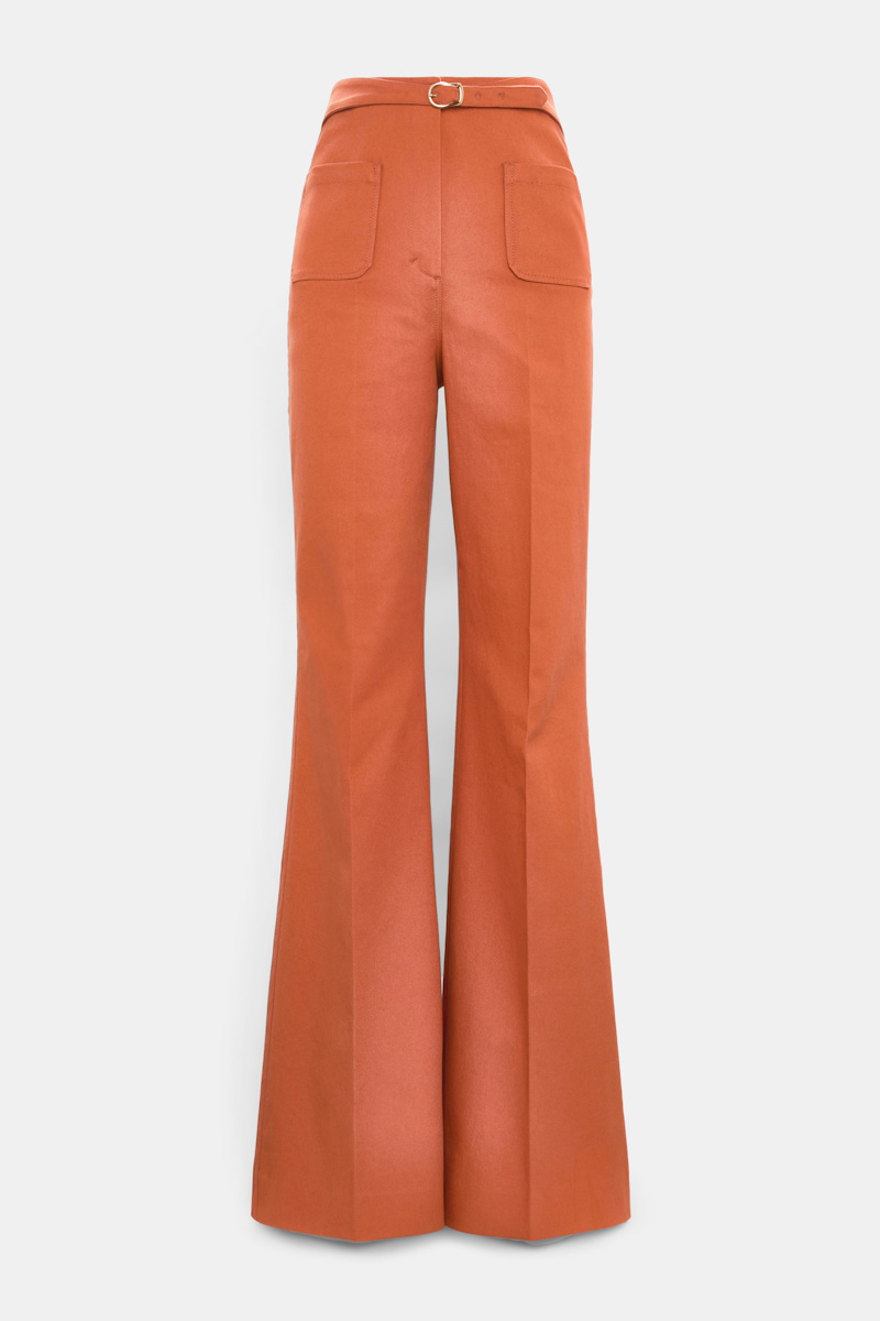 Dorothee Schumacher Women's Orange Flared Cotton Pants Xxs