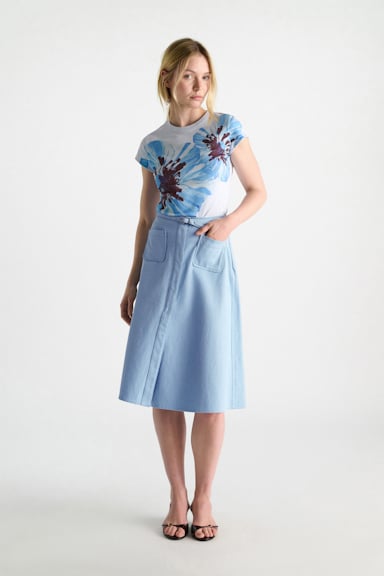 Dorothee Schumacher Cotton skirt with belt mineral blue