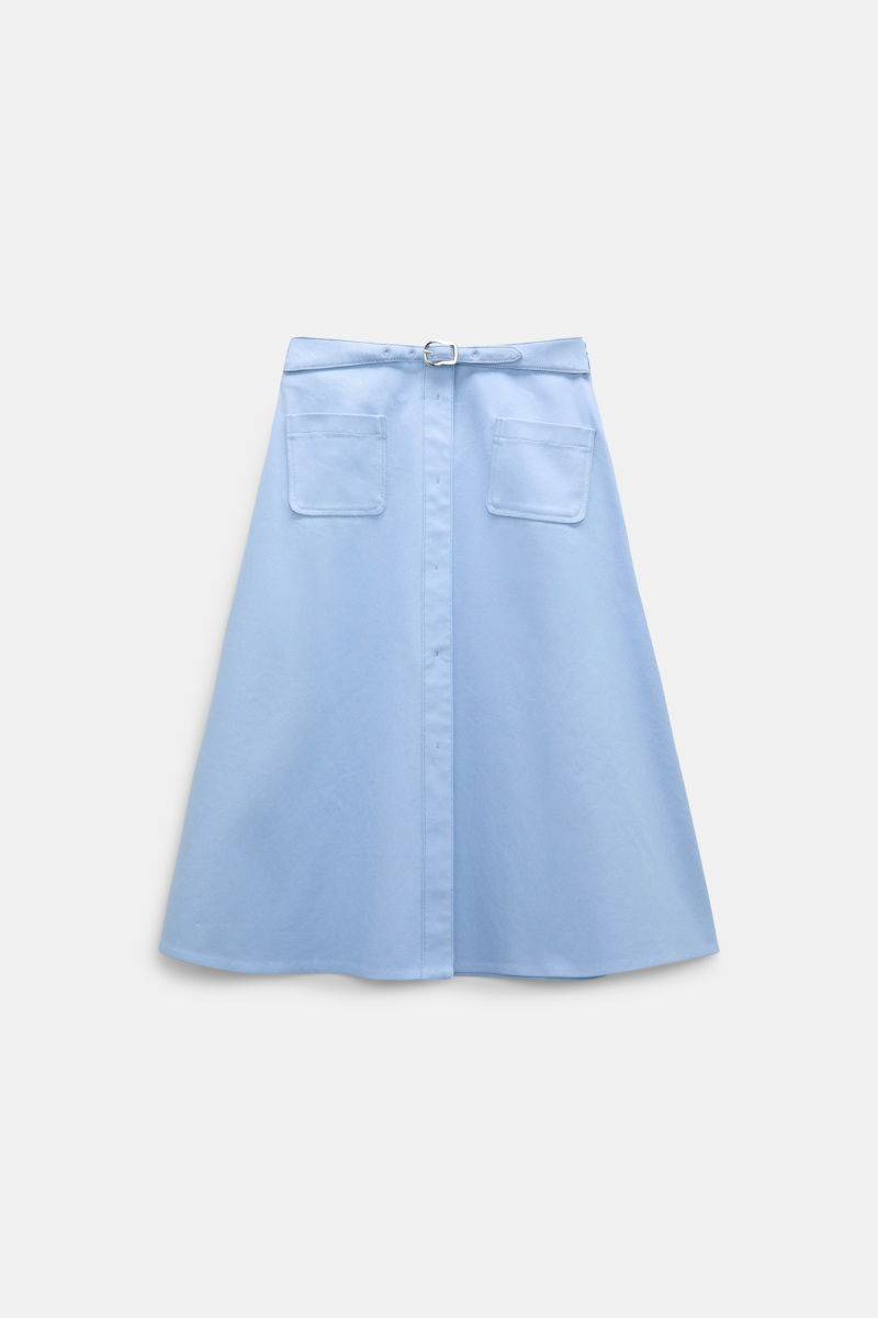Dorothee Schumacher Women's Blue Cotton Skirt With Belt Medium