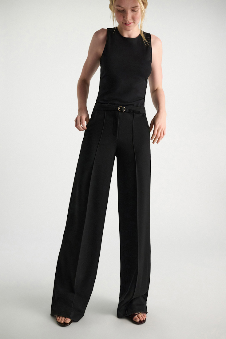 Dorothee Schumacher Wide Leg Pants aus Punto Milano pure black