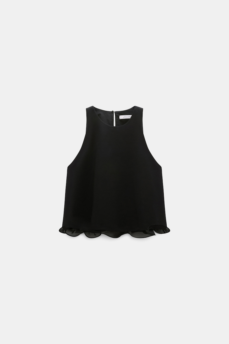 Dorothee Schumacher Women's Black Shell In Punto Milano With Georgette Hem Small