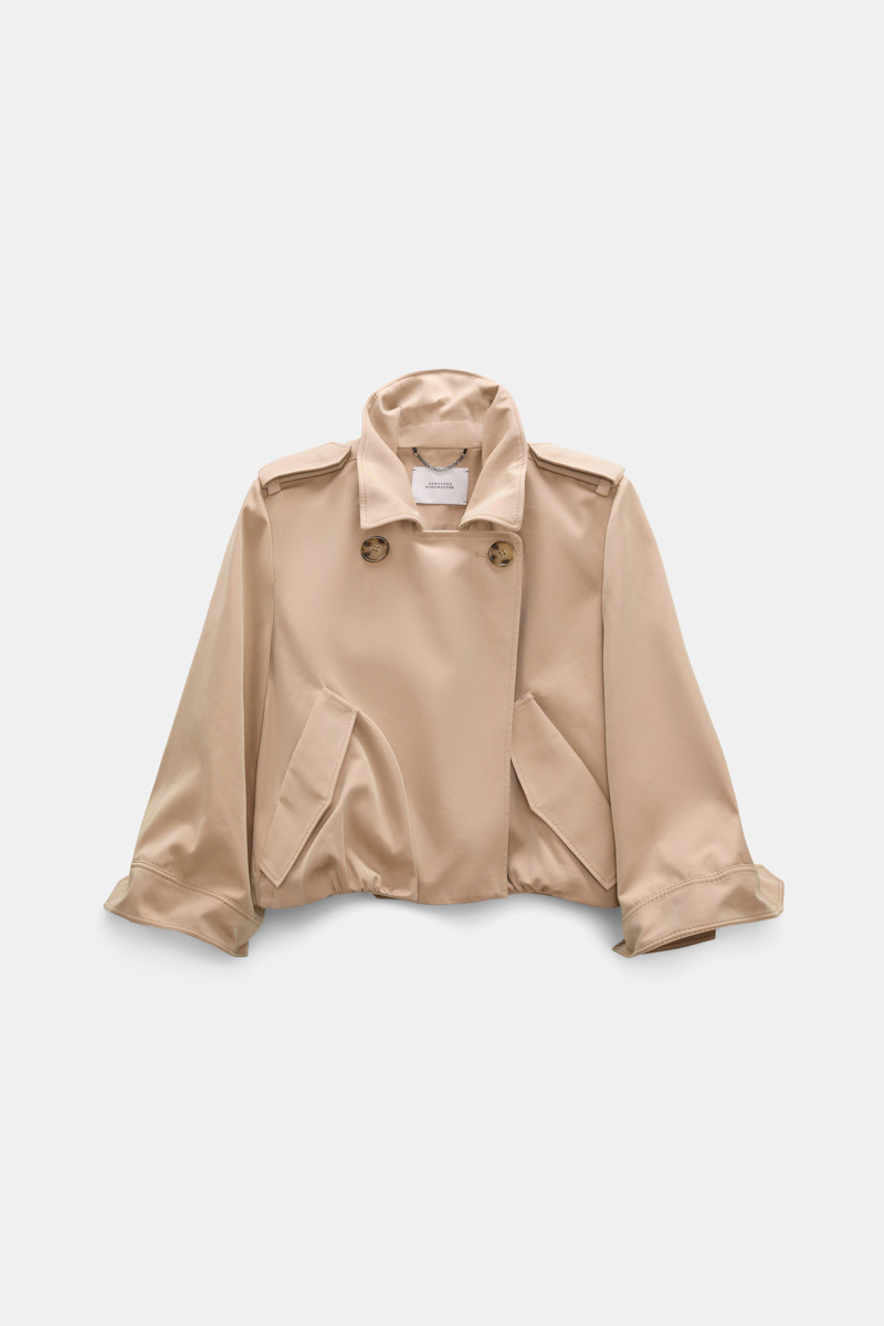 Dorothee Schumacher Women's Beige Cropped Technical Cotton Jacket Extra Large