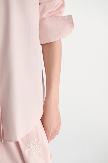 Dorothee Schumacher Striped shirt with XL flower brooch rose white