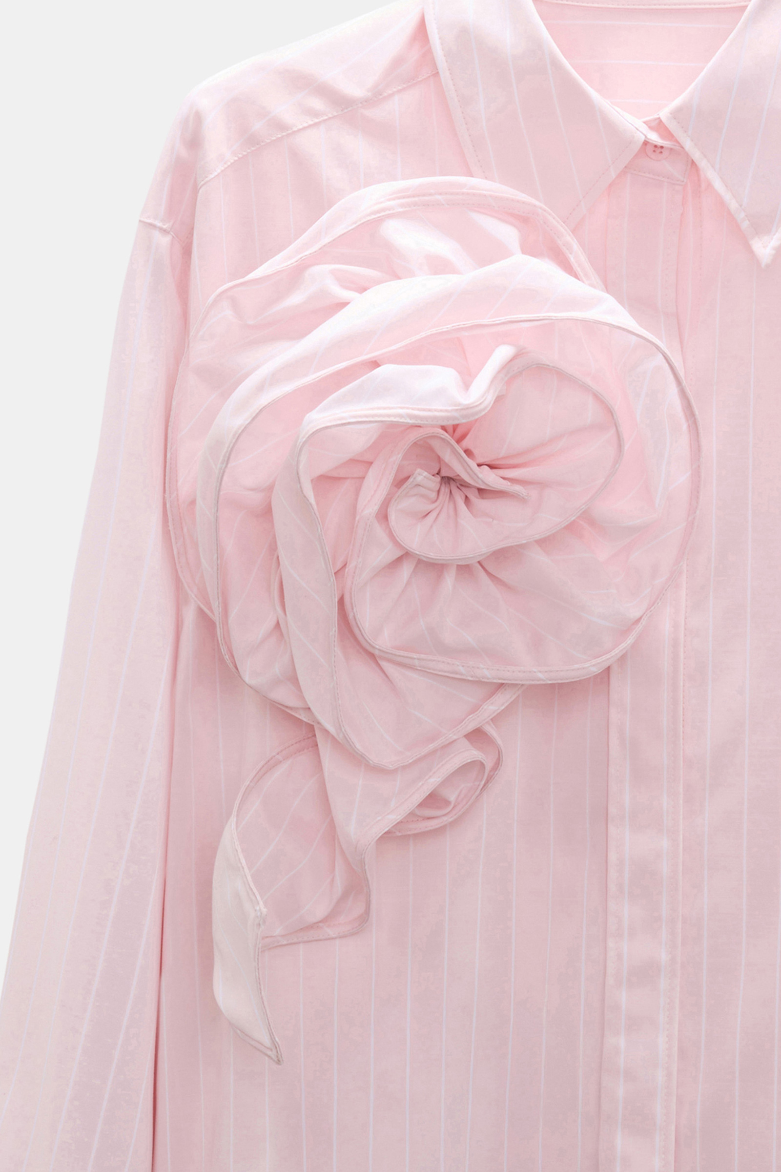 Dorothee Schumacher Striped shirt with XL flower brooch rose white