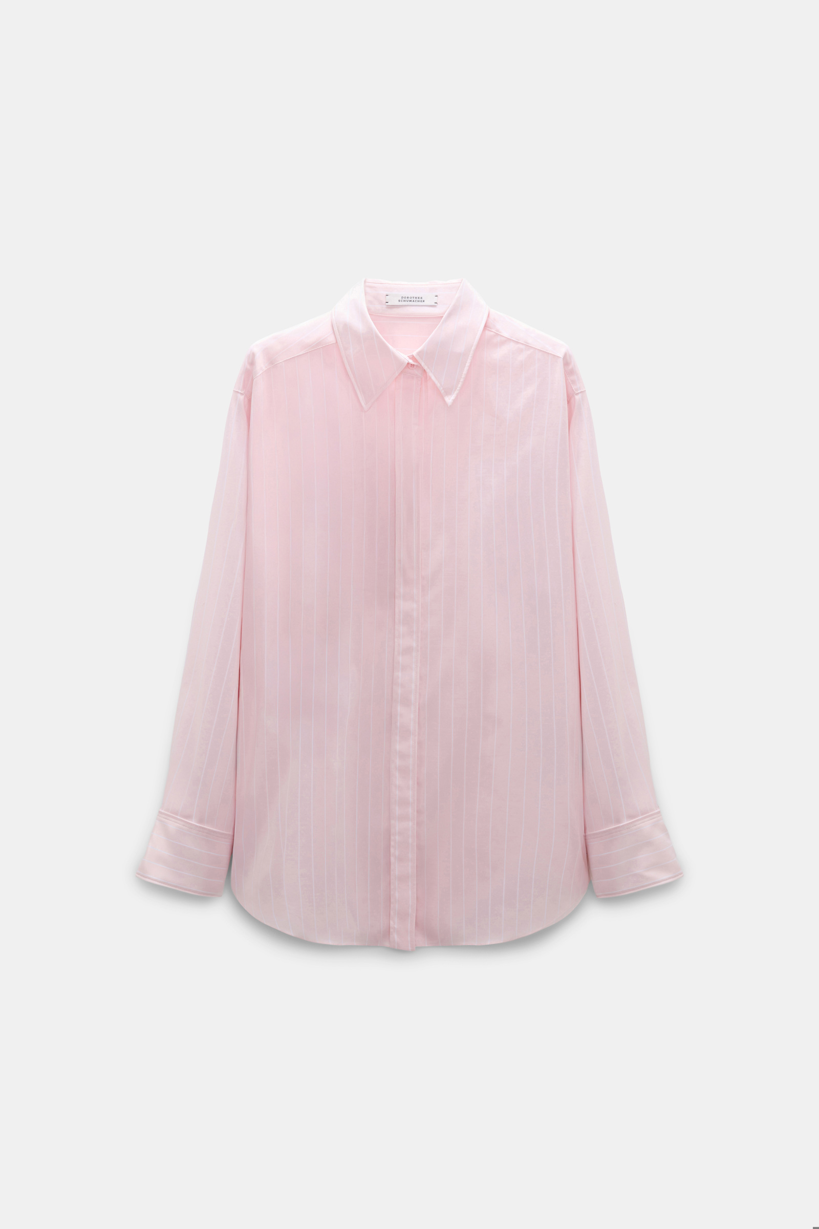 Dorothee Schumacher Striped shirt with XL flower brooch rose white