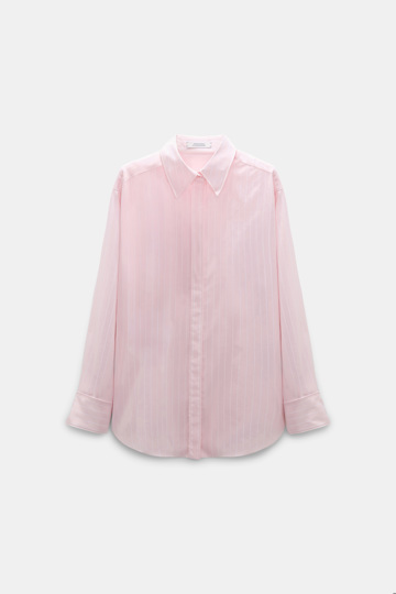 Dorothee Schumacher Striped shirt with XL flower brooch rose white