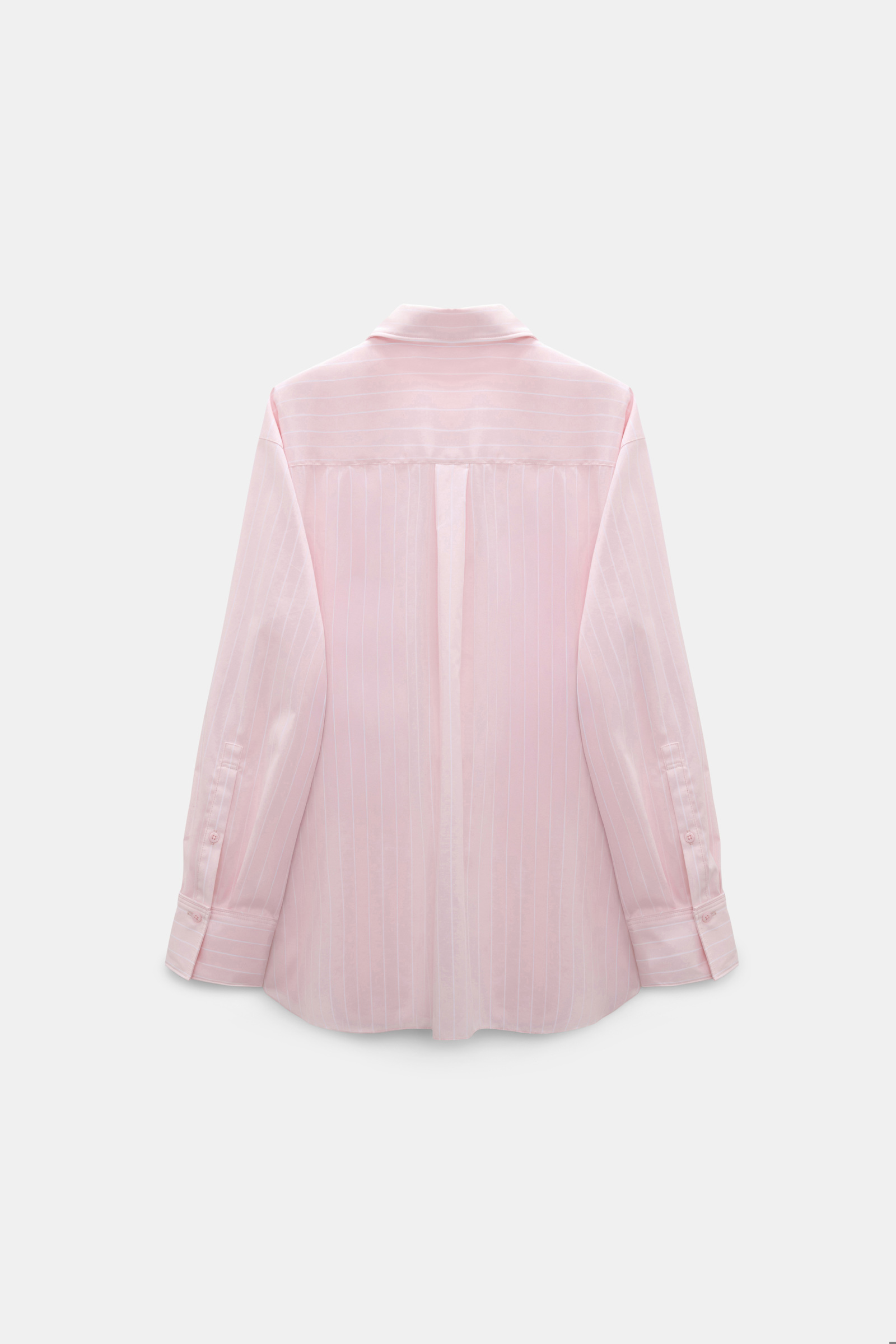 Dorothee Schumacher Striped shirt with XL flower brooch rose white