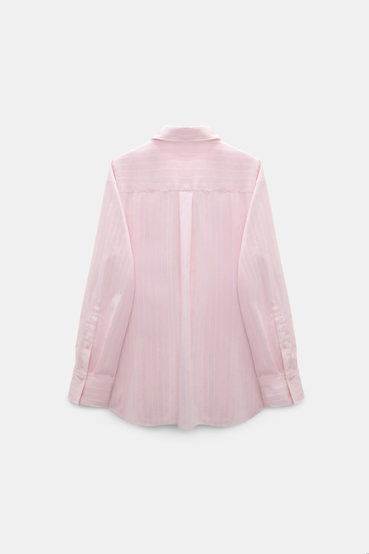 Dorothee Schumacher Striped shirt with XL flower brooch rose white