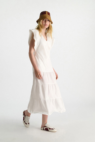 Dorothee Schumacher Midi-Kleid aus Baumwollstretch-Popeline pure white