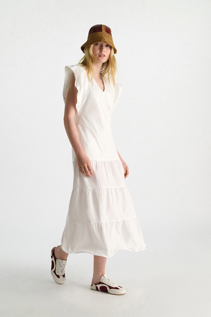 Dorothee Schumacher Midi-Kleid aus Baumwollstretch-Popeline pure white