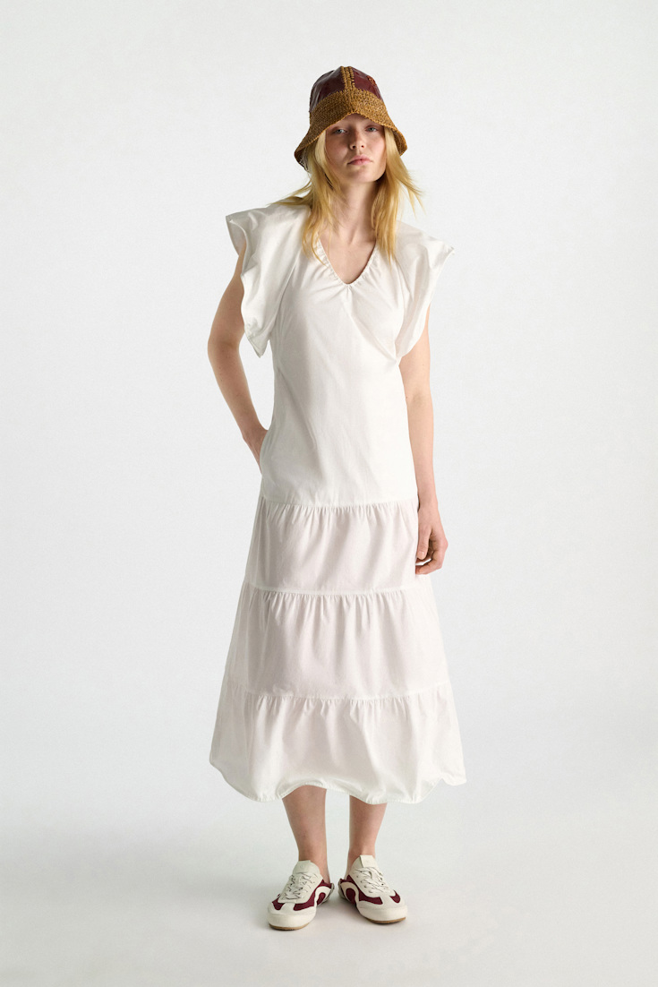 Dorothee Schumacher Midi-Kleid aus Baumwollstretch-Popeline pure white
